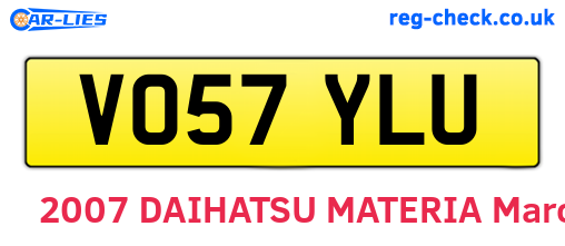 VO57YLU are the vehicle registration plates.