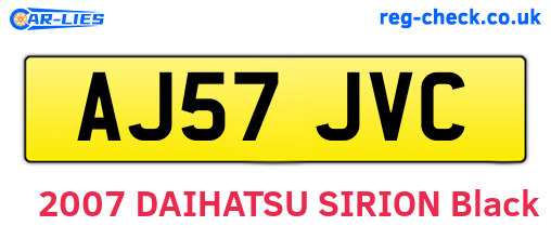 AJ57JVC are the vehicle registration plates.