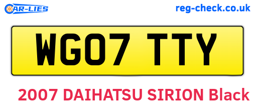 WG07TTY are the vehicle registration plates.