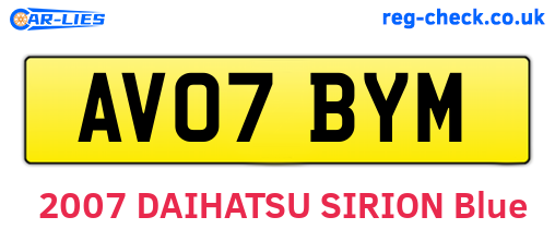 AV07BYM are the vehicle registration plates.