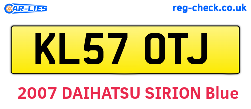 KL57OTJ are the vehicle registration plates.