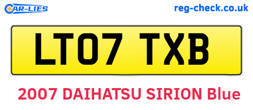 LT07TXB are the vehicle registration plates.