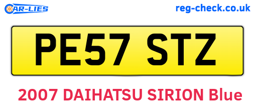 PE57STZ are the vehicle registration plates.