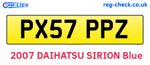 PX57PPZ are the vehicle registration plates.