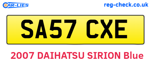 SA57CXE are the vehicle registration plates.