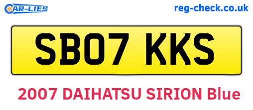 SB07KKS are the vehicle registration plates.