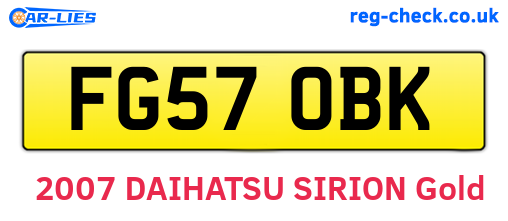 FG57OBK are the vehicle registration plates.