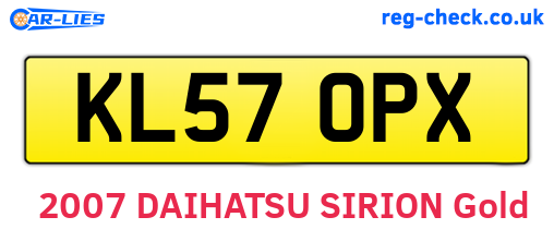 KL57OPX are the vehicle registration plates.