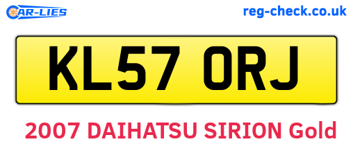 KL57ORJ are the vehicle registration plates.