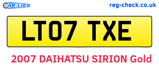 LT07TXE are the vehicle registration plates.