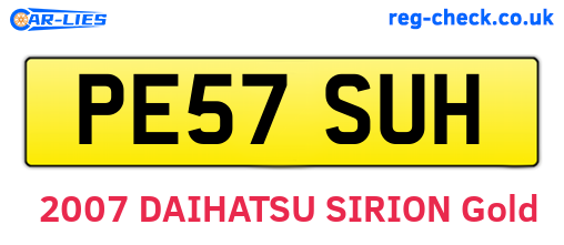 PE57SUH are the vehicle registration plates.