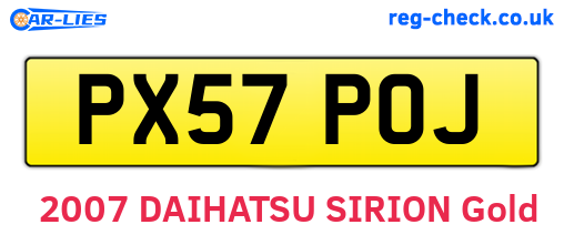 PX57POJ are the vehicle registration plates.