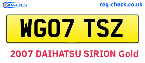 WG07TSZ are the vehicle registration plates.