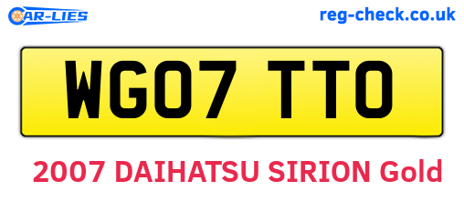 WG07TTO are the vehicle registration plates.
