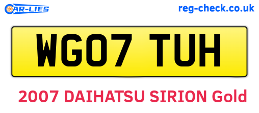WG07TUH are the vehicle registration plates.