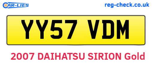 YY57VDM are the vehicle registration plates.