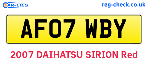 AF07WBY are the vehicle registration plates.