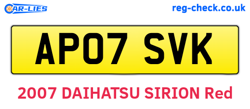 AP07SVK are the vehicle registration plates.