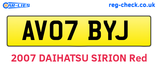 AV07BYJ are the vehicle registration plates.
