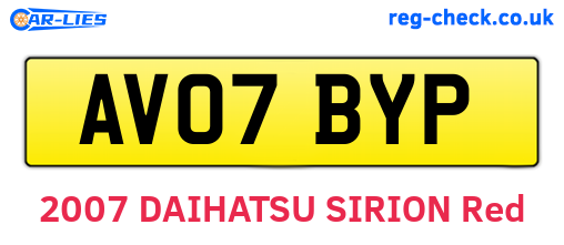 AV07BYP are the vehicle registration plates.