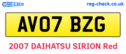 AV07BZG are the vehicle registration plates.