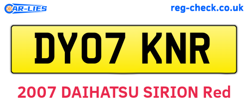 DY07KNR are the vehicle registration plates.