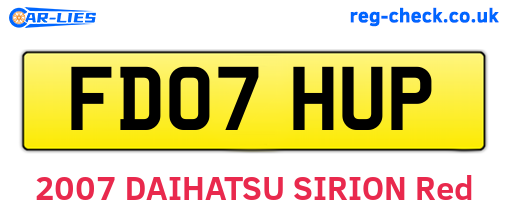 FD07HUP are the vehicle registration plates.