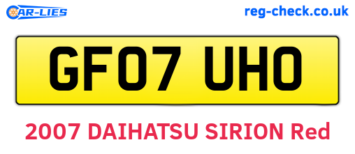 GF07UHO are the vehicle registration plates.