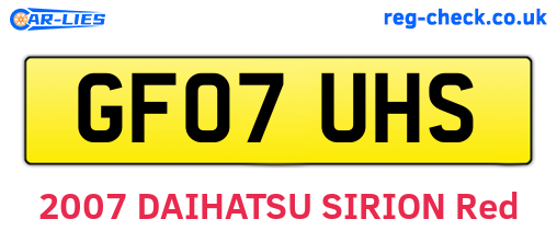 GF07UHS are the vehicle registration plates.
