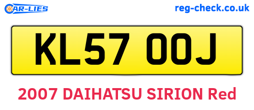 KL57OOJ are the vehicle registration plates.