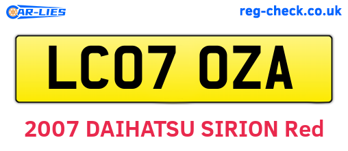 LC07OZA are the vehicle registration plates.