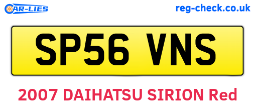 SP56VNS are the vehicle registration plates.