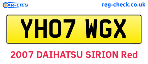 YH07WGX are the vehicle registration plates.