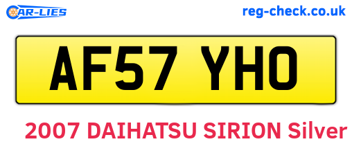 AF57YHO are the vehicle registration plates.