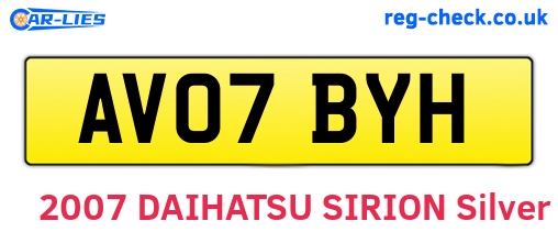 AV07BYH are the vehicle registration plates.
