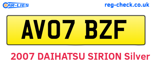 AV07BZF are the vehicle registration plates.