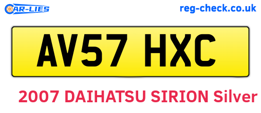 AV57HXC are the vehicle registration plates.