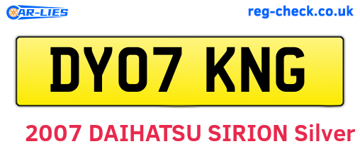 DY07KNG are the vehicle registration plates.