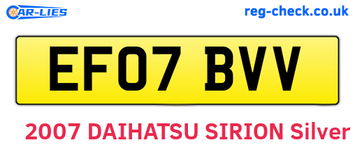 EF07BVV are the vehicle registration plates.