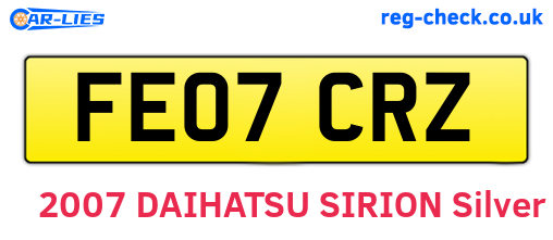 FE07CRZ are the vehicle registration plates.