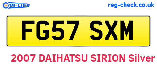 FG57SXM are the vehicle registration plates.