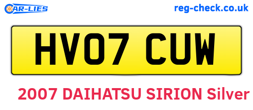 HV07CUW are the vehicle registration plates.