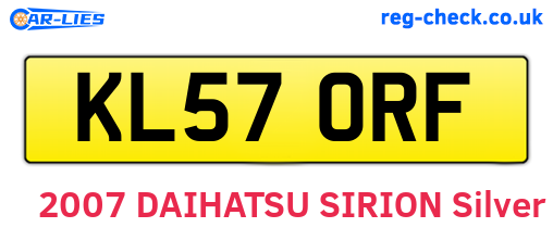 KL57ORF are the vehicle registration plates.