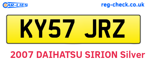 KY57JRZ are the vehicle registration plates.