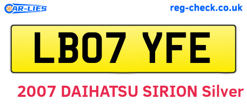 LB07YFE are the vehicle registration plates.