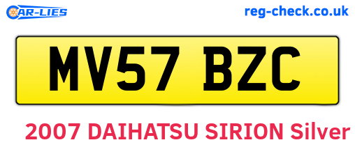 MV57BZC are the vehicle registration plates.