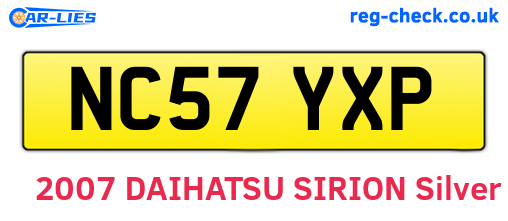 NC57YXP are the vehicle registration plates.