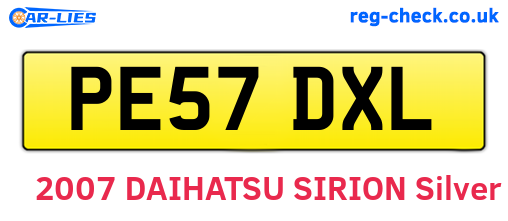 PE57DXL are the vehicle registration plates.
