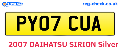 PY07CUA are the vehicle registration plates.