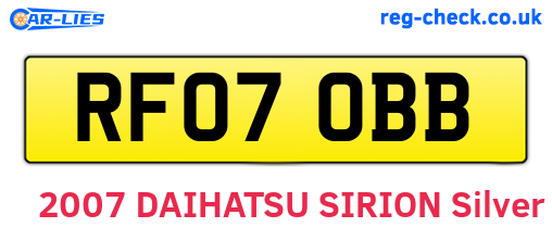 RF07OBB are the vehicle registration plates.